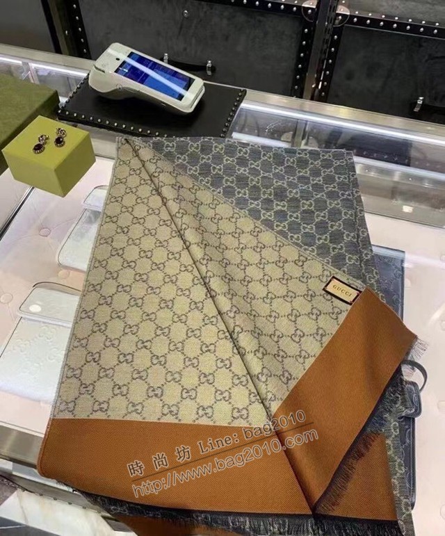 Gucci羊毛真絲雙面提花圍巾 古奇丹寧牛仔面料圍巾披肩  mmj1602